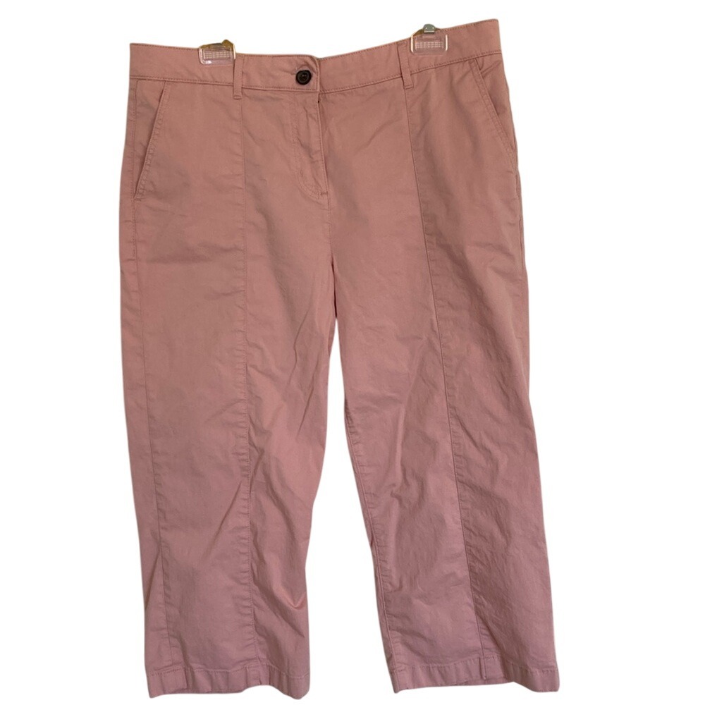 Boden Womens Pink Cotton Crop Pants Size 16P Wide Leg Classic Summer